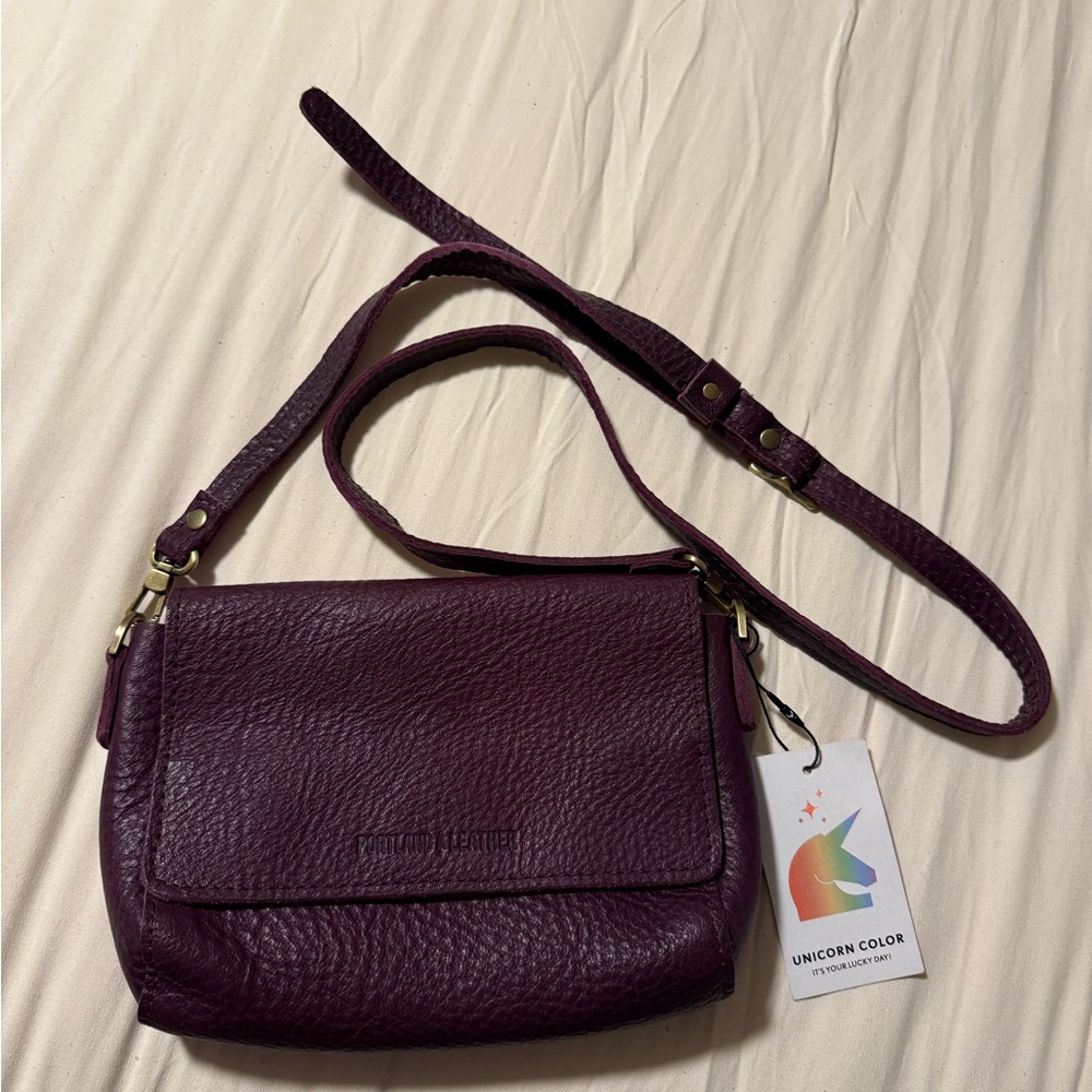 PLG Plum Purple Leather Metro Mini Bag